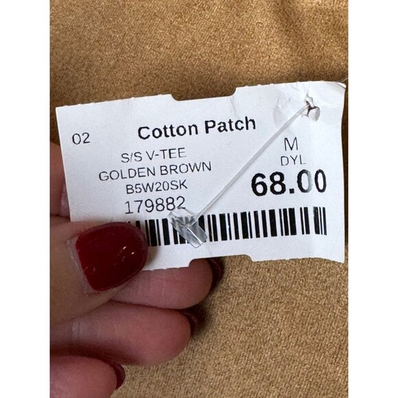 Dylan Shirt Women Medium Tan Golden Brown Short Sleeve Faux Suede Tee NWT Preppy - Picture 7 of 10